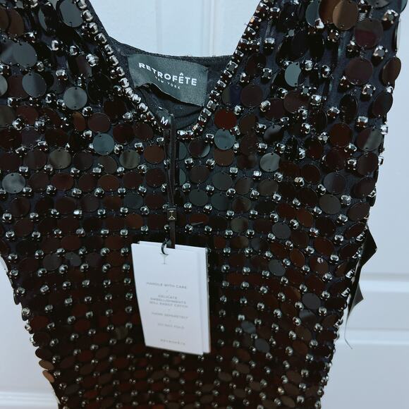 Retrofête Airalyse Black Embellished Sequin Dress NWT M - Picture 5 of 8